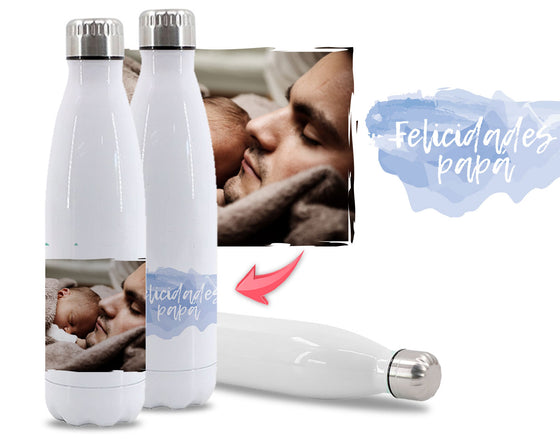Botella Personalizada  Diseño dia del Padre Casa "Felicidades Papá"