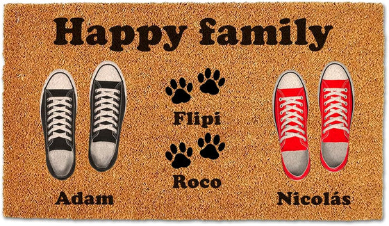 Felpudo Personalizado Família 2 + 2 Mascotas