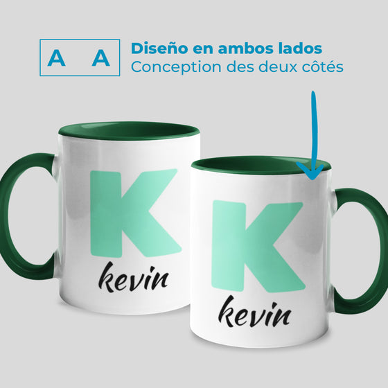 Taza Nombre + Inicial Debajo Personalizada