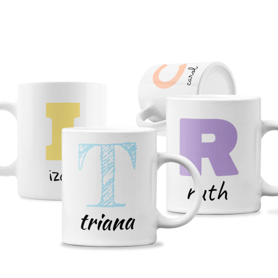 Taza Nombre + Inicial Debajo Personalizada